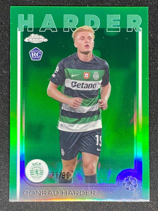 Conrad Harder 2024-25 Topps Chrome UEFA Green Refractor /99 RC #177