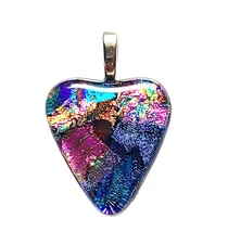 Handcrafted Fused Glass Heart Pendant Layers of Dichroic