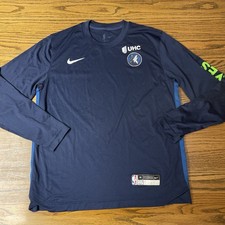 Monte Morris Game Worn Used Nike Pre Game Shirt Timberwolves Sz Medium Blue NBA