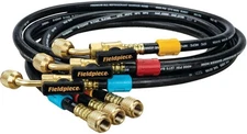 Fieldpiece HR3B Ball Valve Refrigerant Hose Set (3), 1/4" x 1/4" Color Coded Tag