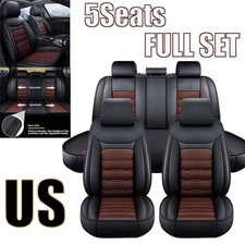 For Jeep Grand Cherokee Leather Car Full Seat Cover Front Rear Protector Brown