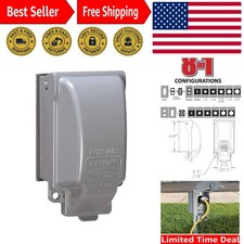 Gray Metal Weatherproof Outlet Cover, Extra Duty Rated 1-Gang Design