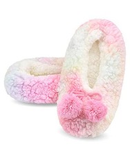Womens Cozy Warm Slipper Socks with Grippers-House Socks 8-10 Pink Print
