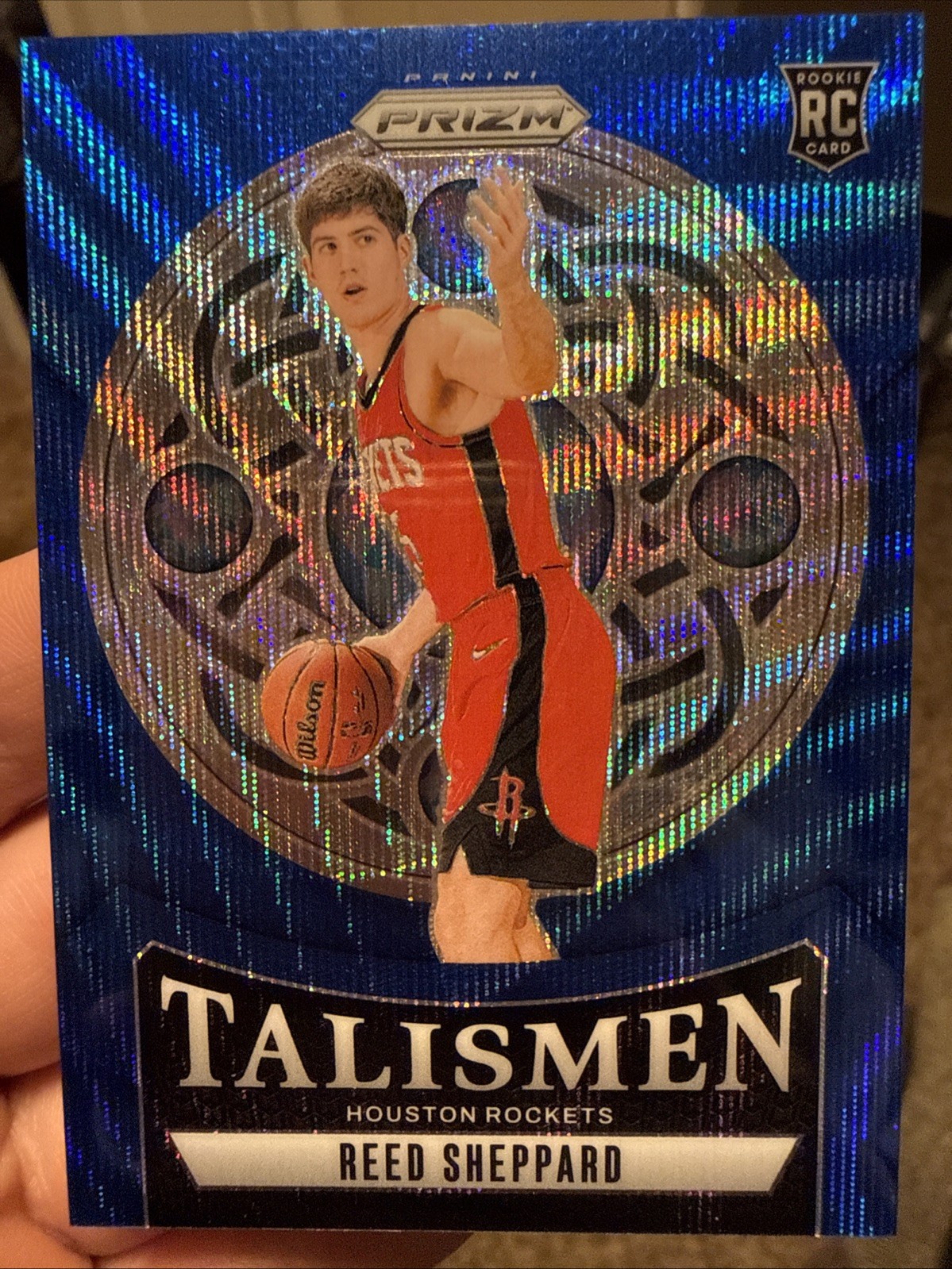 Reed Sheppard 2024-25 Panini Prizm /175 Blue Wave Talismen RC #2