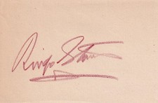 RINGO STARR . Autograph . Hand signed . 4-5.5 Inch . Very good condition .