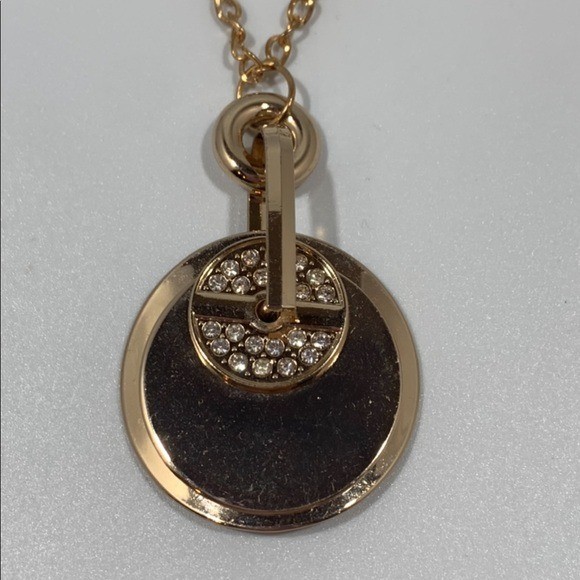 Rhinestone Multi Disc Long Statement Necklace - image 1