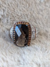 Sterling Silver Cushion Cut Smokey Quartz Ring, Size 7
