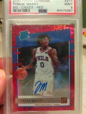 2020 Donruss Choice Red  /99 Tyrese Maxey PSA 9 Rated Rookie Auto Color Match!
