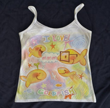 Y2k Cute Gold Fish Design Vintage Tank Top (S...