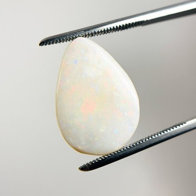 Mintabie Natural Opal Pear White Rub Multicolour Fire 6.8crt 19x13mm Eo-1641