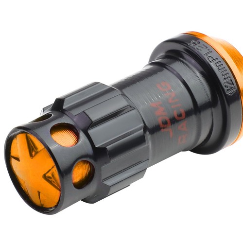 ALUMINUM ORANGE 16 LUG+4 RIM LOCK NUTS+ADAPTER M12X1.25 22MM OD/45MM TALL CLOSED - Picture 3 of 5