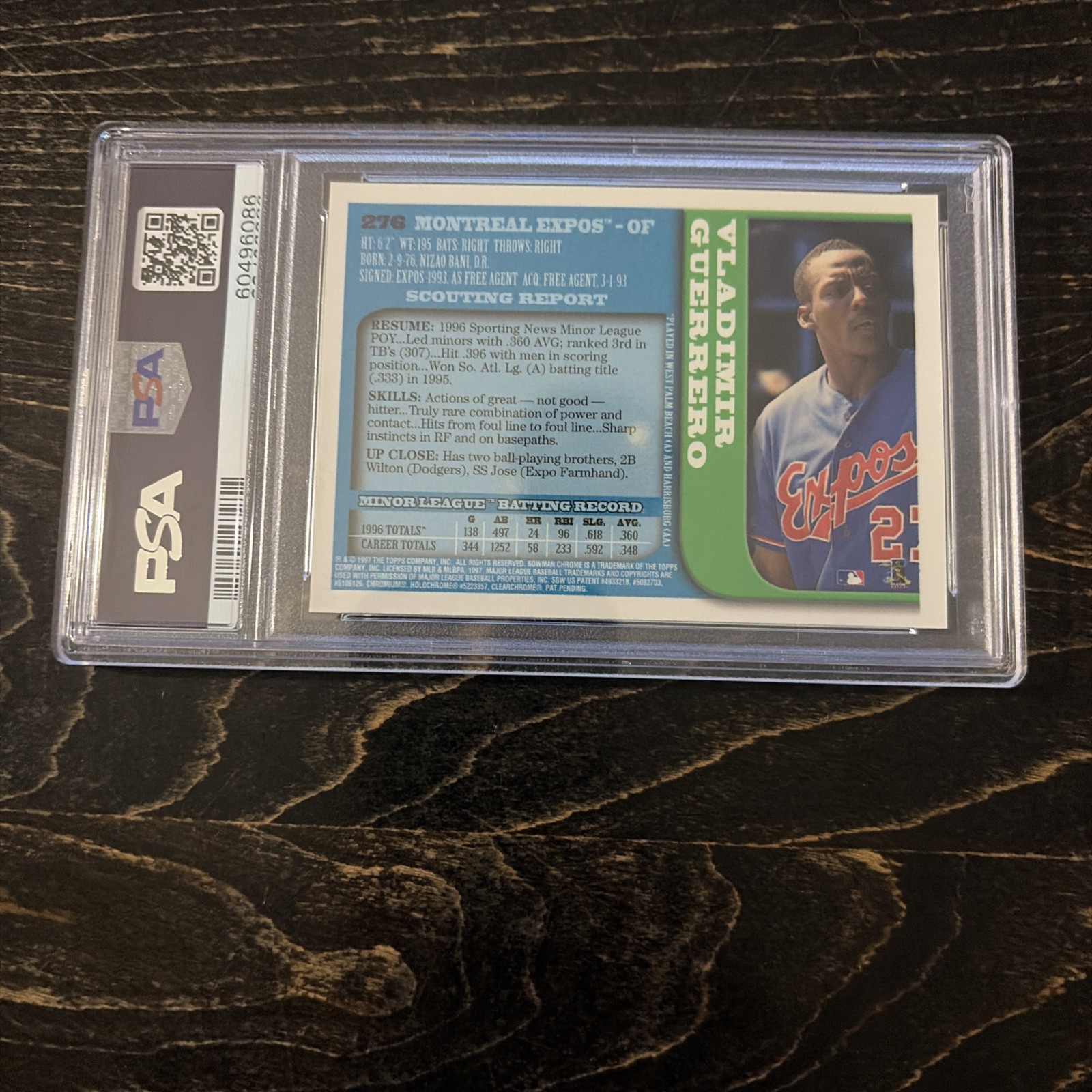 1997 Bowman Chrome Vladimir Guerrero PSA 8 view 2