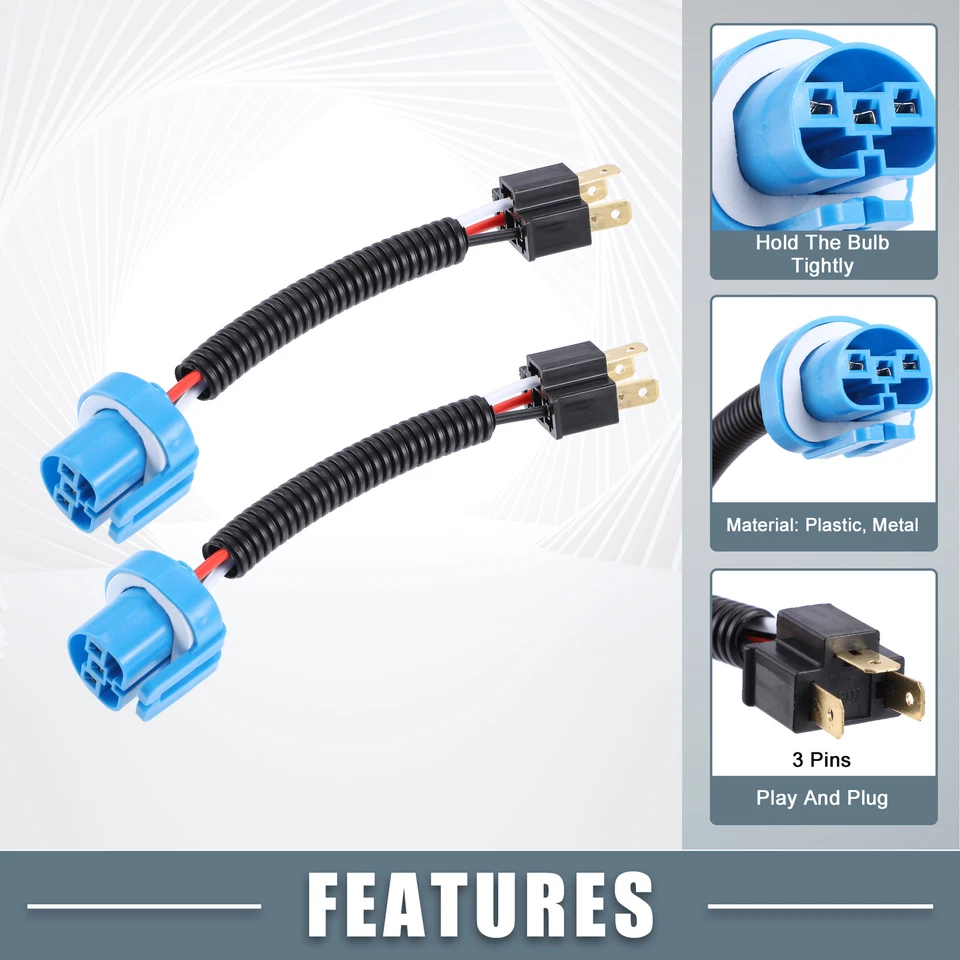 Adaptador conector arnés de cable de faro 9007 hembra a H4 macho - 2 piezas Foto 3 de 4