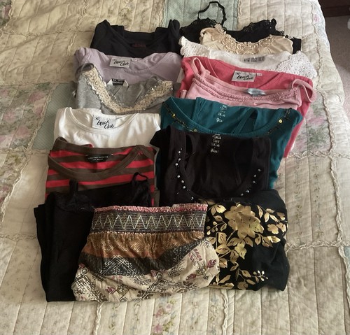 Huge Bundle Of 15 ladies vest/strappy summer tops Various brands size S/M