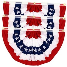 Extra large American Pleated Fan Flag, 3 Pcs 4th of July USA 3pcs, 3x6 Feet