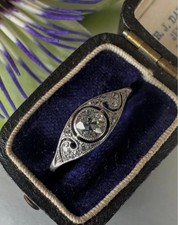 2,25 ct Rundschliff Solitär Ring Vintage Art Deco Stil 14 K Weißgold Oberfläche