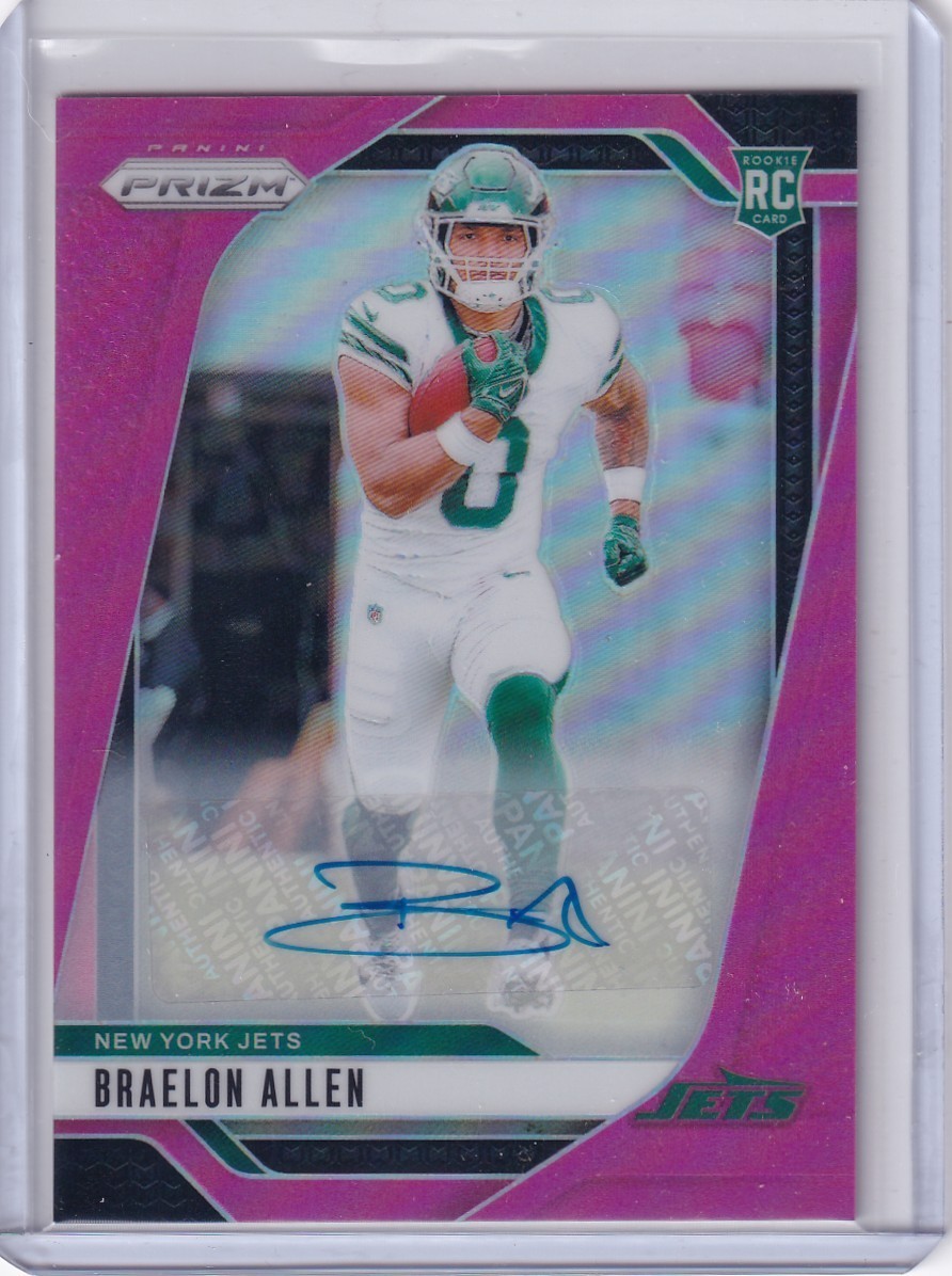 Braelon Allen 2024 Panini Prizm Pink Rookie RC Auto #311 - New York Jets