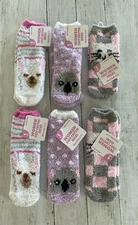 Women’s  Cozy Critter Socks Warm Fuzzy Multicolor Shoe 6 Pair Shoe Size 4-11