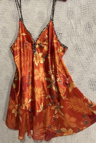 Secret Treasures Chemise Gown 2XL Orange Tropical Floral Leopard Print Nightgown