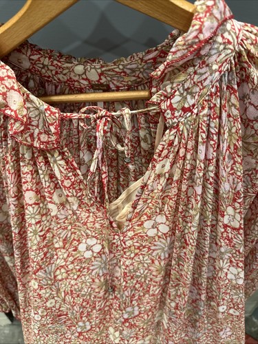 Free People Feeling Groovy Maxi Dress Floral Print Flowy V-Neck Red XS Oversized - Picture 3 of 13
