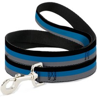 "Dog Leash 6-FEET Stripes Black/Turquoise/Gray Narrow 0.5\" (Us Import)"