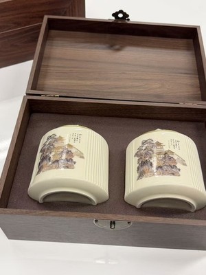 Premium Chinese Longjing Green Tea Gift Set Wooden Box Ceramic Tea  Loose Leaf 