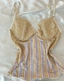 NWOT La Perla Beige Lace & Pastel Stripe Corset