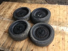 BBS Style 15” Multi Spoke Black 4 Stud Multi Fit VW /Ford Alloy Road Wheels X4
