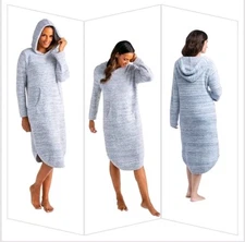 Softies Paddi Marshmallow Lounger Pullover Plush Hooded Robe Women's L / XL Blue
