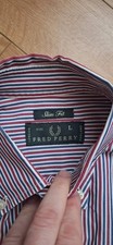 Vintage 80s 90s Fred Perry Mens Pinstripe Shirt Size Large Italy Made  Slim Fit