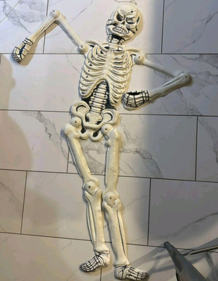 52'' Vintage 70s Blow Molded SKELETON Bag O Bones Of Halloween Hanging Decor
