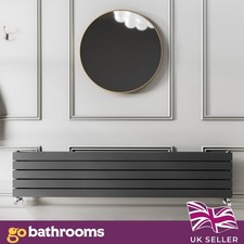 Grey Horizontal Radiator Pinta Wall Mounted Double Flat Panel | 1800x340mm