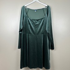 Old Navy Women's XXL LS Flare Mini Dress Dark Bottle Green Velvet Holiday NEW