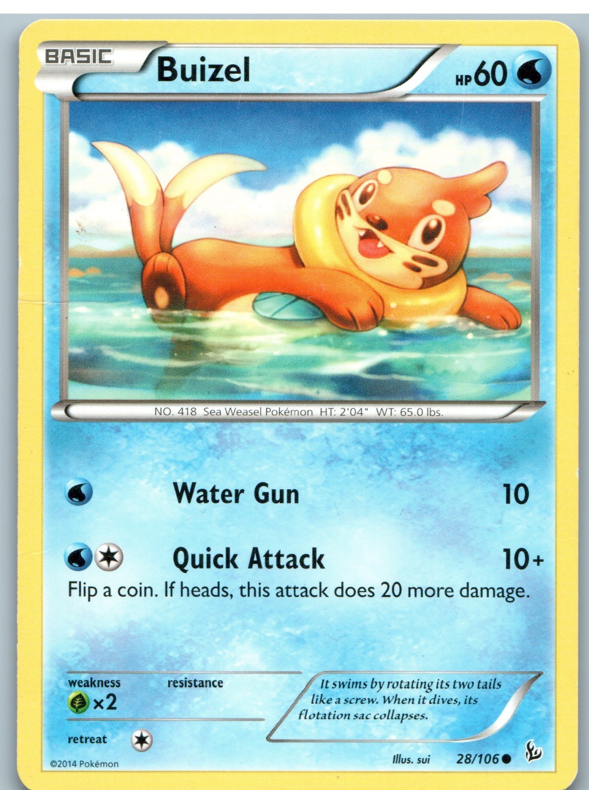 Buizel 28/106 Common Flashfire Pokemon Moderately Played