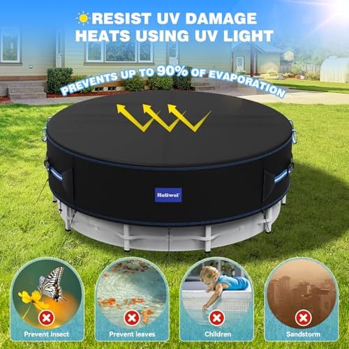 with Reflective Strips, 420D Swimming Pool Cover for 15 Ft Round Pool Cover - Picture 7 of 8