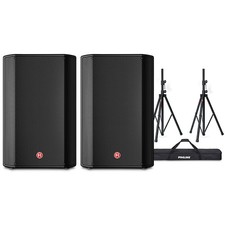 Harbinger VARI V1115 15" Powered Speakers Pair With Speaker Stands