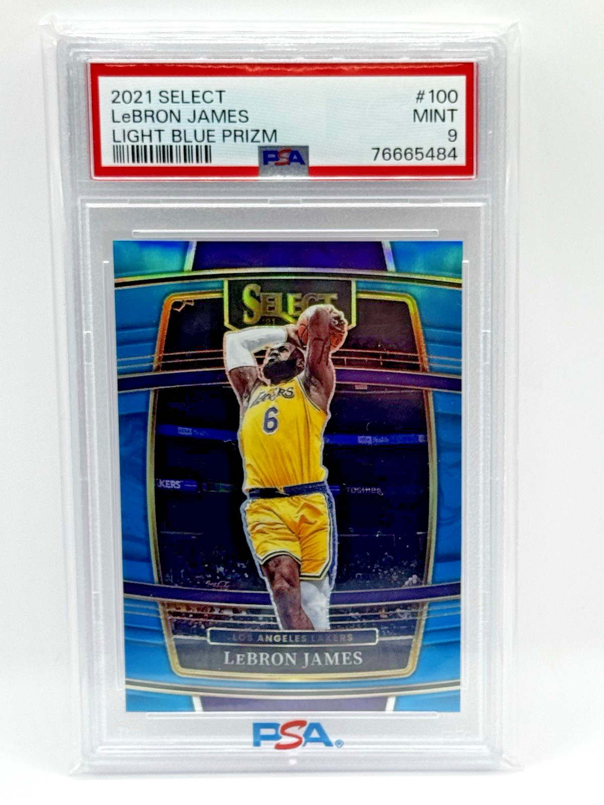 2021-22 Panini Select Concourse LeBron James #100 Light Blue Prizm /299 PSA 9