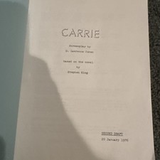 SELTEN ORIGINAL STEPHEN KING CARRIE (1976) 2. ENTWURF FILMSKRIPT SELTEN RARITÄT