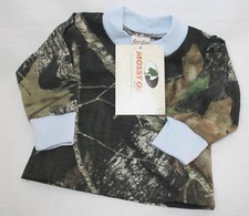 Mossy Oak Camo Baby or Toddler Shirt, Boys Camouflage Blue Trim