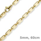 5mm Kette Collier Plattenkette aus 585 Gold Gelbgold, 60cm, Herren, Goldkette