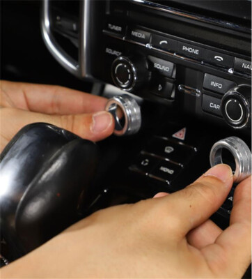 WXZOS Silver Aluminum Radio Volume Knob Covers – Fits Porsche Cayenne 2008-2017, Macan 2014+, 911 – 2pc