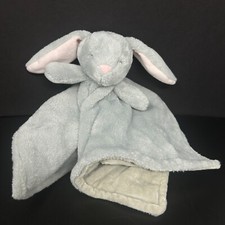 Carters Gray Bunny Pink Ears Baby Lovey Security Blanket Closed Eyes Sleeping