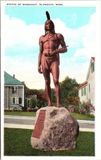 Postcard Statue of Massasoit, Plymouth, Massachusetts