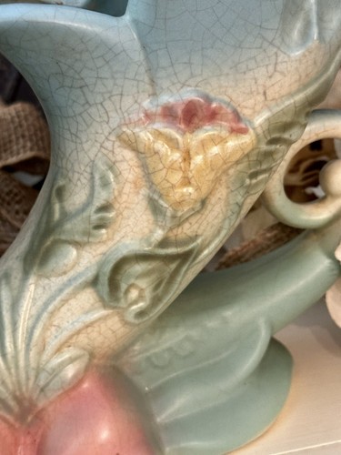 VTG Signed Hull Art Pottery Double Fluted Bow Knot Cornucopia Vase "B-13-13"USA - Picture 18 of 24