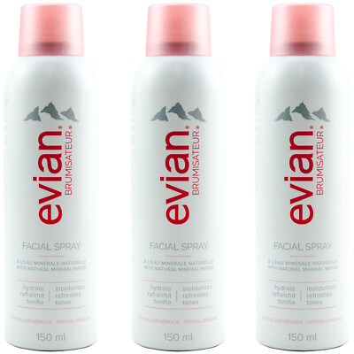 evian Quellwasser Erfrischungsspray 3 x 150ml Facial Spray - belebt die Haut -