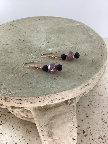 New Fire Polished Czech Glass Bead Earrings Women's Artisan Handmade Gift - Picture 3 of 3