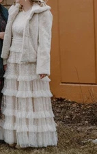 Needle & Thread Lace Ruffle Long sleeve wedding dress US size 12