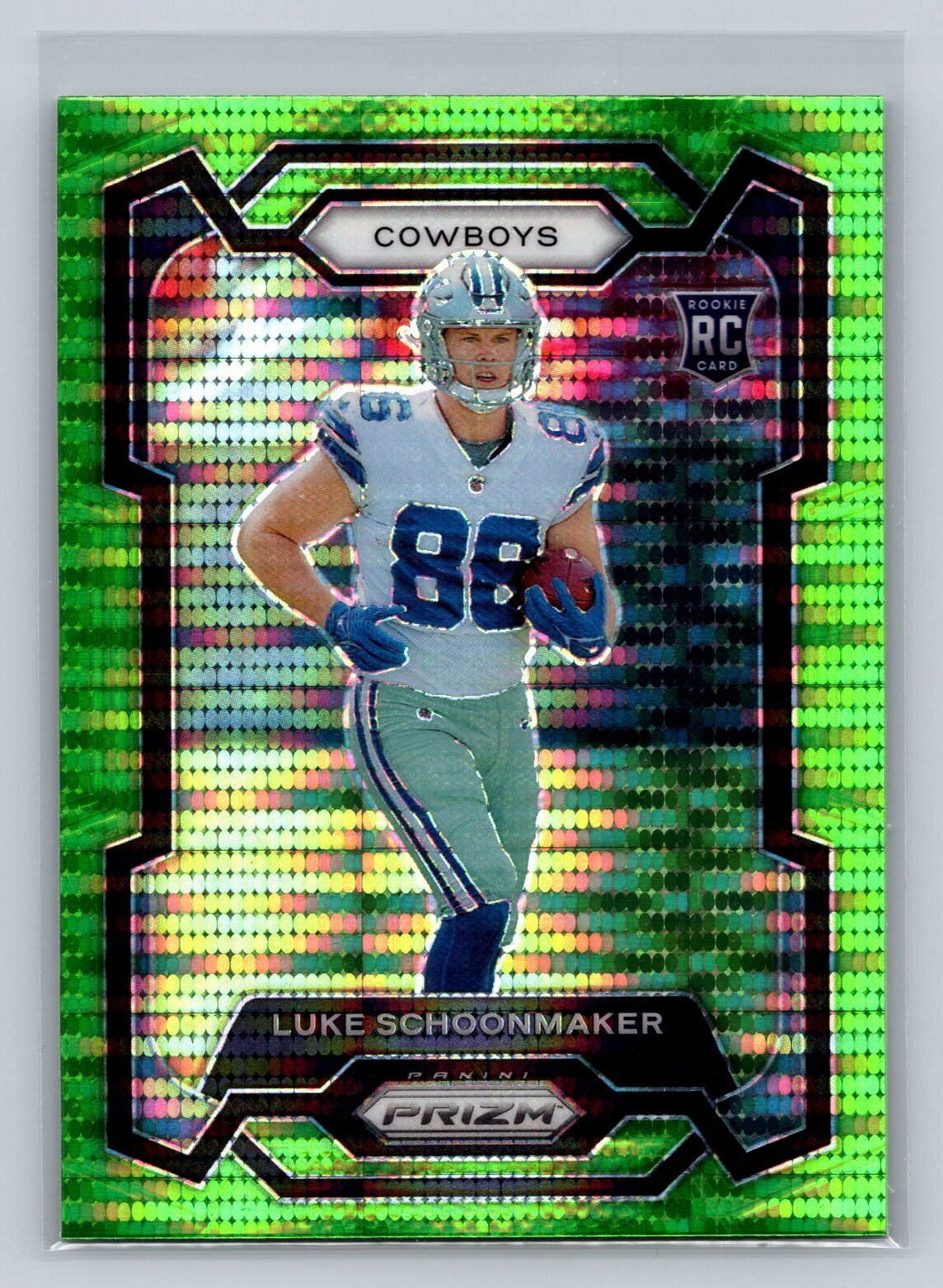 2023 Panini Prizm #325 Luke Schoonmaker Neon Green Pulsar NFL RC Dallas Cowboys