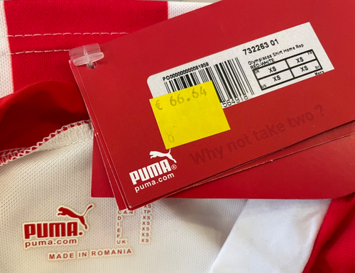 Puma FC Olympiacos Home Vintage T Shirt Football White Jersey Vodafone Soccer XS - Picture 6 of 12