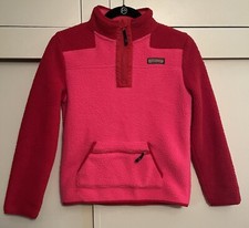 Vineyard Vines Color Block Sherpa Fleece Quarter Zip Girl  s Large Pink Red